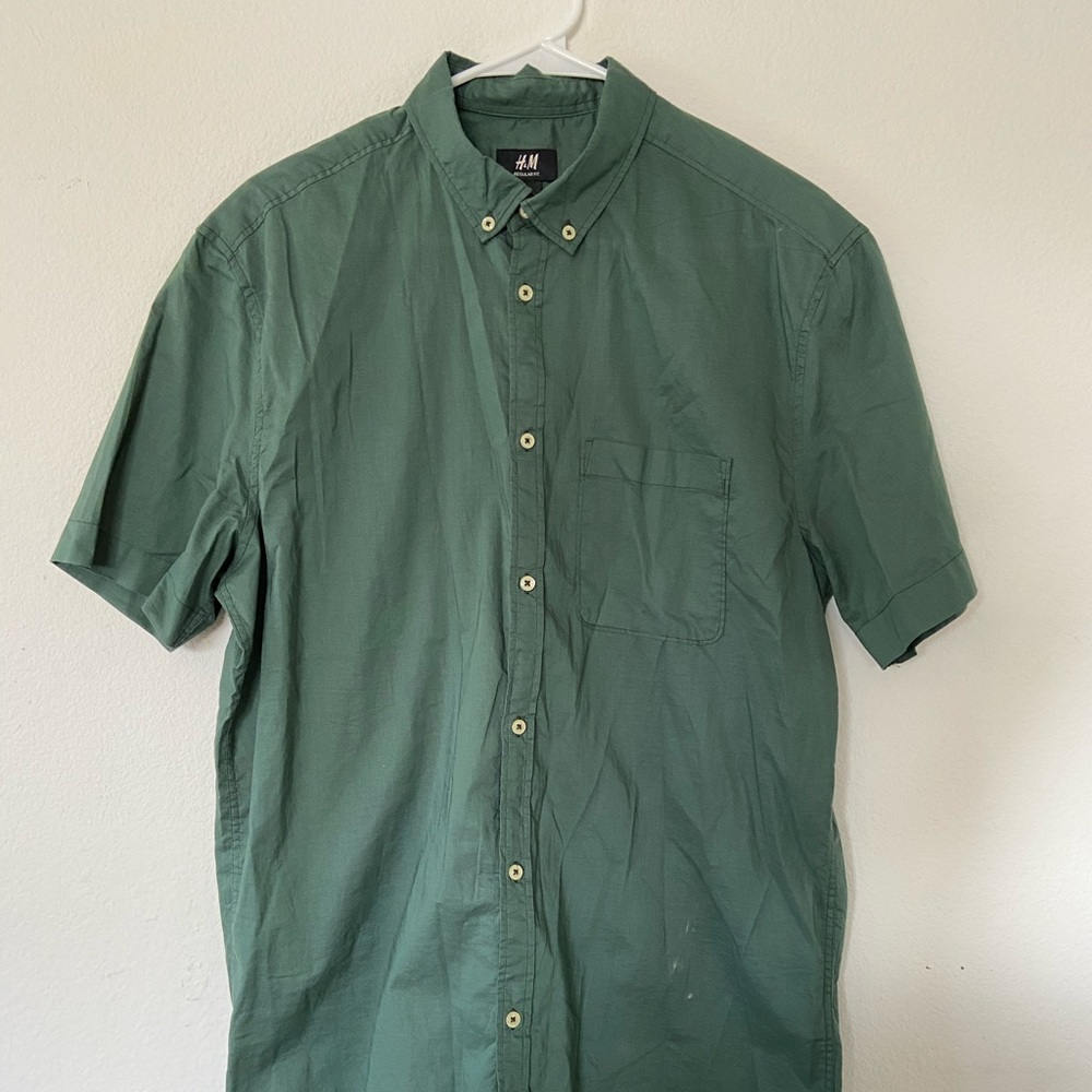 H&M Green Button Down Shirt
